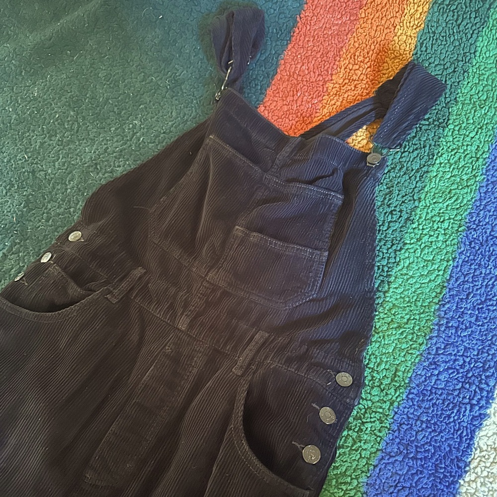 Free People Black Corduroy Overalls size large
